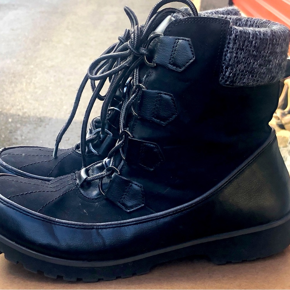 JBU Mendoza Knit Weather-Ready Women's BLACK Faux Fur Winter Boots Size 8.5M